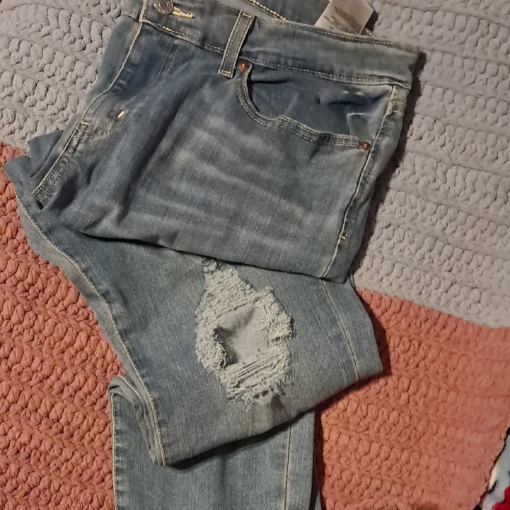 Signature by Levi Strauss Light Blue Distressed Boyfriend Jeans